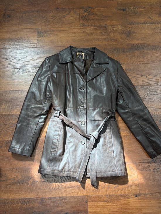 giacca Jackets & Blazers - Giacca Women's Leather Belted Jacket - Dark Brown
